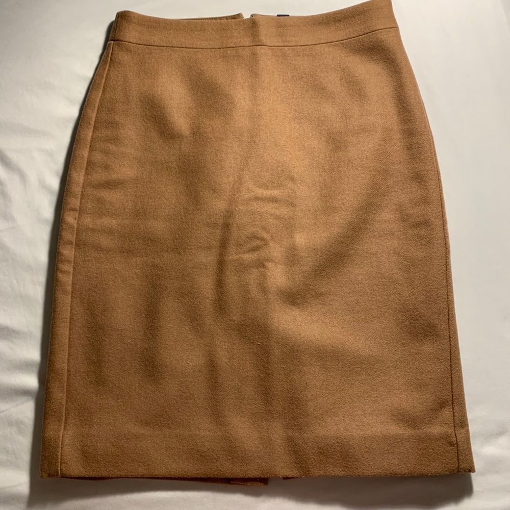 JCREW wool camel pencil skirt
